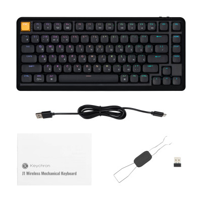 Клавіатура механічна Keychron J1 82Key, K pro Red, WL/BT/USB-A, QMK, Hot-swap, EN/UKR, RGB, чорний Клавіатура механічна Keychron J1 82Key, K pro Red, WL/BT/USB-A, QMK, Hot-swap, EN/UKR, RGB, чорний