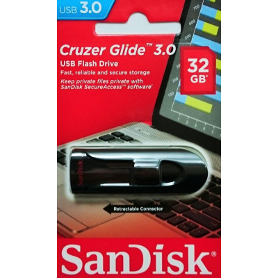 Накопичувач SanDisk   32GB USB 3.0 Type-A Cruzer Glide Чорний