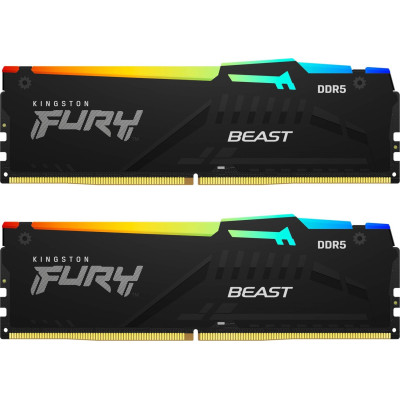 Пам'ять ПК Kingston DDR5 16GB KIT (8GBx2) 5200 FURY Beast RGB