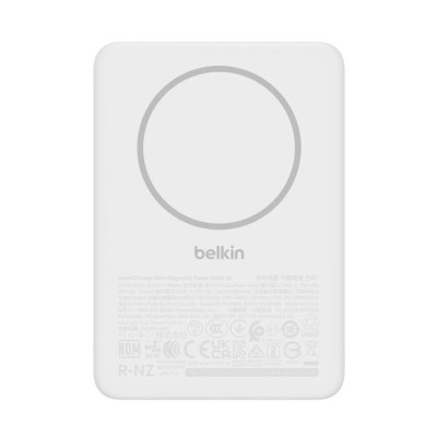 Акумулятор портативний літій-іонний Power Bank Belkin 5000мА·год, 15Вт, Slim Magnetic, білий Акумулятор портативний літій-іонний Power Bank Belkin 5000мА·год, 15Вт, Slim Magnetic, білий