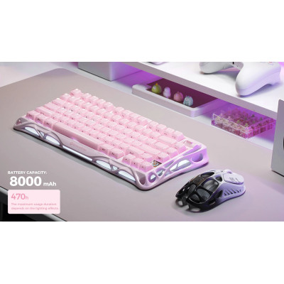 Клавіатура механічна GravaStar Mercury K1 80keys, GravaStar x Kailh Cheery Pink, EN, BT/WL/USB, Sakura Pink Клавіатура механічна GravaStar Mercury K1 80keys, GravaStar x Kailh Cheery Pink, EN, BT/WL/USB, Sakura Pink
