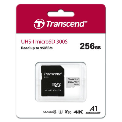 Карта пам'яті Transcend microSD  256GB C10 UHS-I R100/W40MB/s + SD