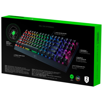 Клавіатура механічна Razer BlackWidow V3 TKL 87key, Green Switch, USB-A, EN/RU, RGB, чорний