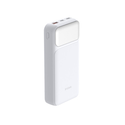 Акумулятор портативний літій-іонний Power Bank D-Link 20000мА*год, 65Вт PD 3.0, QC 3.0, 2xUSB-C, 1xUSB-A з дисплеєм, білий