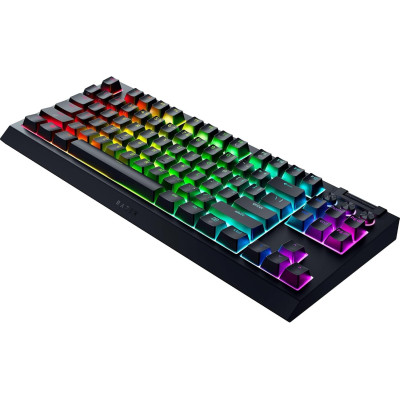 Клавіатура механічна Razer BlackWidow V4 TKL HyperSpeed, 87key, Orange Switch Gen-3, USB-A/WL/BT, EN, RGB, чорний