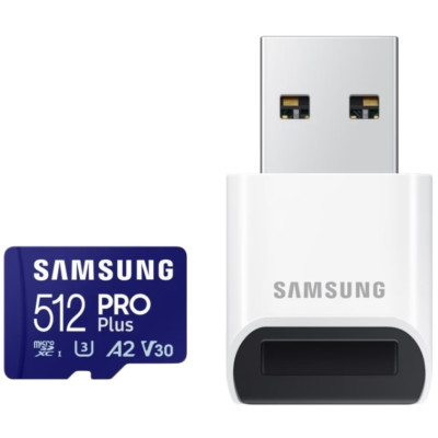 Карта пам'яті Samsung microSDXC    512GB C10 UHS-I R180MB/s PRO Plus + SD