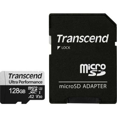 Карта пам'яті Transcend microSD  128GB C10 UHS-I U3 A2 R160/W90MB/s + SD