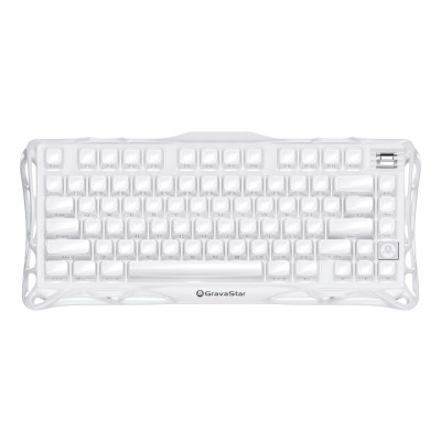 Клавіатура механічна GravaStar Mercury K1 80keys, GravaStar x Kailh Cheery Pink, EN, BT/WL/USB, Opaline White Клавіатура механічна GravaStar Mercury K1 80keys, GravaStar x Kailh Cheery Pink, EN, BT/WL/USB, Opaline White