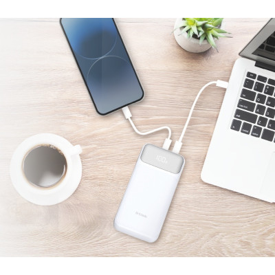 Акумулятор портативний літій-іонний Power Bank D-Link 20000мА*год, 65Вт PD 3.0, QC 3.0, 2xUSB-C, 1xUSB-A з дисплеєм, білий