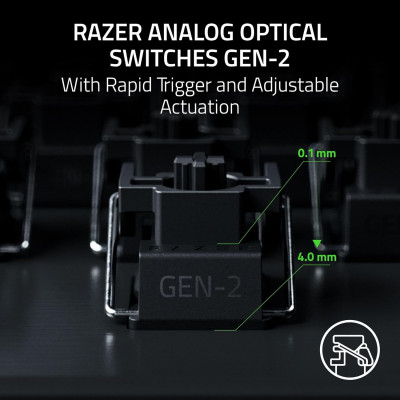 Клавіатура механічна Razer Huntsman V3 Pro TKL 8KHz, 84key, Analog Optical Switch Gen-2, USB-A, EN, RGB, чорний