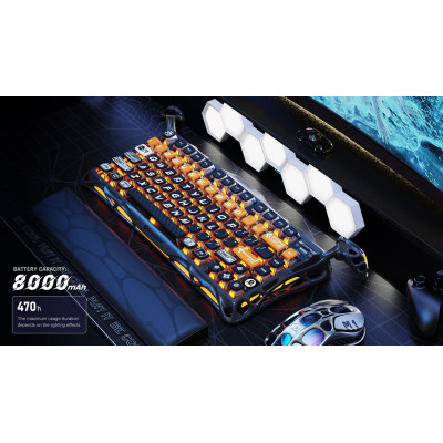 Клавіатура механічна GravaStar Mercury K1 Pro 80keys, GravaStar x Kailh Speedy Mint, BT/WL/USB, RGB, CyberFlare