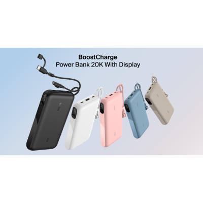 Акумулятор портативний літій-іонний Power Bank Belkin 20000мА·год, 20Вт, з дисплеєм, чорний