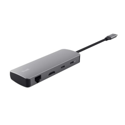 Адаптер Trust Dalyx 8in1 USB-C> 1xUSB-А 3.2/USB-A 2.0/2xUSB-С/HDMI/Ehernet/SD/microSD, Алюміній, 0.15м, Сірий Адаптер Trust Dalyx 8in1 USB-C> 1xUSB-А 3.2/USB-A 2.0/2xUSB-С/HDMI/Ehernet/SD/microSD, Алюміній, 0.15м, Сірий