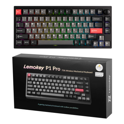 Клавіатура механічна Lemokey P1 Pro 84Key, Keychron Super Banana, WL/BT/USB-A, QMK/VIA, Hot-Swap, EN/UKR, RGB, Knob, Carbon Black Клавіатура механічна Lemokey P1 Pro 84Key, Keychron Super Banana, WL/BT/USB-A, QMK/VIA, Hot-Swap, EN/UKR, RGB, Knob, Carbon Black
