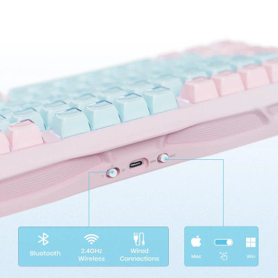 Клавіатура механічна GravaStar Mercury K1 Lite 80keys, GravaStar x BSUN Grey, BT/WL/USB, Aurora Mist Клавіатура механічна GravaStar Mercury K1 Lite 80keys, GravaStar x BSUN Grey, BT/WL/USB, Aurora Mist
