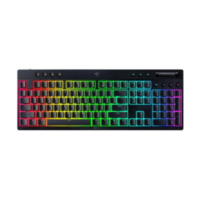 Клавіатура механічна Razer BlackWidow V4 Low-profile HyperSpeed, 104key, Green Switch, USB-A/WL/BT, EN, RGB, чорний Клавіатура механічна Razer BlackWidow V4 Low-profile HyperSpeed, 104key, Green Switch, USB-A/WL/BT, EN, RGB, чорний