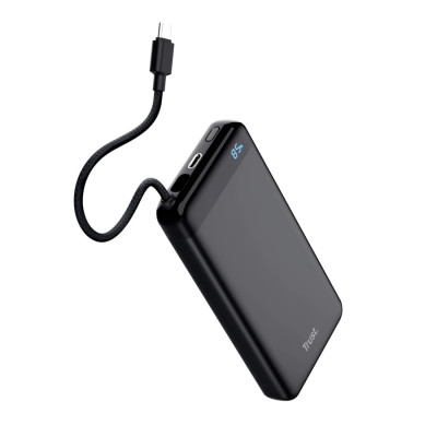 Акумулятор портативний літій-іонний power bank Trust Fiera, 20000мА·год, 2хUSB-C, 20W, PD/QC 3.0, чорний