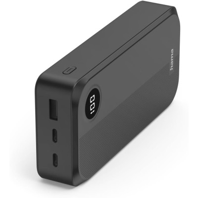 Акумулятор портативний літій-іонний Power Bank Hama 20000 мА·год, 2хUSB-C/USB-A, black