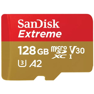 Карта пам'яті SanDisk microSD 128GB C10 UHS-I U3 R190/W90MB/s Extreme V30 Карта пам'яті SanDisk microSD 128GB C10 UHS-I U3 R190/W90MB/s Extreme V30