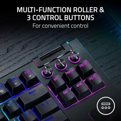 Клавіатура механічна Razer BlackWidow V4 TKL HyperSpeed, 87key, Orange Switch Gen-3, USB-A/WL/BT, EN, RGB, чорний