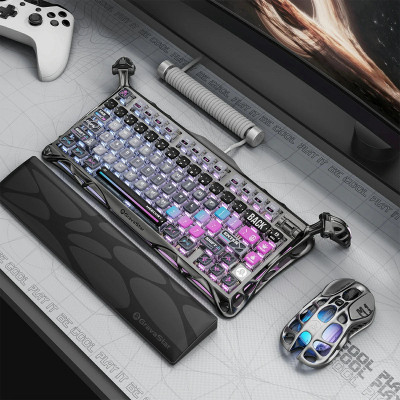 Клавіатура механічна GravaStar Mercury K1 Pro 80keys, GravaStar x Kailh Speedy Mint, BT/WL/USB, cyberpunk Клавіатура механічна GravaStar Mercury K1 Pro 80keys, GravaStar x Kailh Speedy Mint, BT/WL/USB, cyberpunk