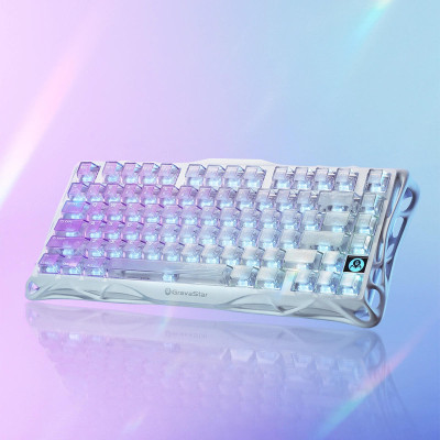 Клавіатура механічна GravaStar Mercury K1 Lite 80keys, GravaStar x BSUN Grey, BT/WL/USB, RGB, Crystal Aurora