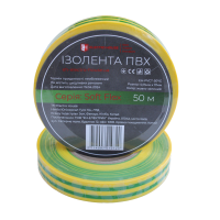 Ізоляційна стрічка ПВХ Soft Flex 50 м, жовто-зелений Ізоляційна стрічка ПВХ Soft Flex 50 м, жовто-зелений