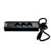 Меблева розетка кухонна горизонтальна з кабелем 3x16А, USB A+C 3.4А, чорний Меблева розетка кухонна горизонтальна з кабелем 3x16А, USB A+C 3.4А, чорний