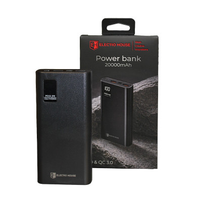 Портативний акумулятор  20000 mAh, чорний