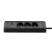 Меблева розетка кухонна горизонтальна з кабелем 3x16А, USB A+C 3.4А, чорний Меблева розетка кухонна горизонтальна з кабелем 3x16А, USB A+C 3.4А, чорний