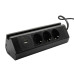 Меблева розетка кухонна горизонтальна з кабелем 3x16А, USB A+C 3.4А, чорний