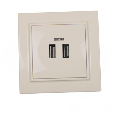 Розетка USB (2 порти) 2A, Enzo лате Розетка USB (2 порти) 2A, Enzo лате