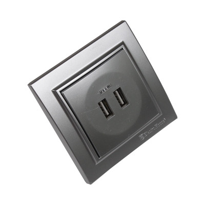 Розетка USB (2 порти) 2A, Enzo срібний камінь Розетка USB (2 порти) 2A, Enzo срібний камінь