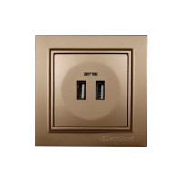 Розетка USB (2 порти) 2A, Enzo розкішне золото Розетка USB (2 порти) 2A, Enzo розкішне золото