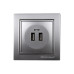 Розетка USB (2 порти) 2A, Enzo  срібний камінь