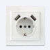 Розетка із заземленням + 2 USB порти 2 A, 16 А , Enzo  білий