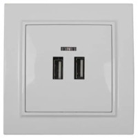 Розетка USB (2 порти) 2A, Enzo білий Розетка USB (2 порти) 2A, Enzo білий