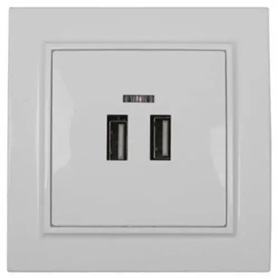 Розетка USB (2 порти) 2A, Enzo білий Розетка USB (2 порти) 2A, Enzo білий