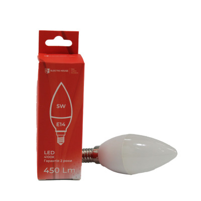 LED лампа С37 5Вт E14 4100К 450 Лм 165-265 В LED лампа С37 5Вт E14 4100К 450 Лм 165-265 В