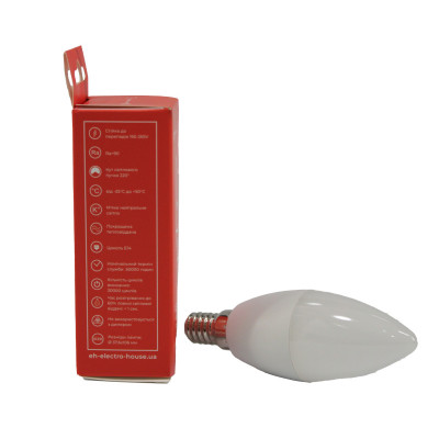 LED лампа С37  10Вт E14  4100К 900 Лм  165-265 В