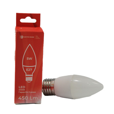 LED лампа С37 5Вт E27 4100К 450 Лм 165-265 В LED лампа С37 5Вт E27 4100К 450 Лм 165-265 В