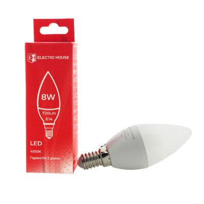 LED лампа С37 8Вт E14 4100К 720 Лм 165-265 В LED лампа С37 8Вт E14 4100К 720 Лм 165-265 В