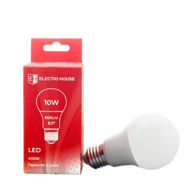 LED лампа A60 10Вт E27 4100К 900 Лм 170-265 В LED лампа A60 10Вт E27 4100К 900 Лм 170-265 В