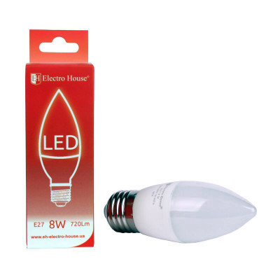 LED лампа С37 8Вт E27 4100К 720 Лм 165-265 В LED лампа С37 8Вт E27 4100К 720 Лм 165-265 В