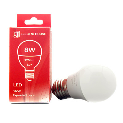 LED лампа G45 8Вт E27 4100К 720 Лм 165-265 В LED лампа G45 8Вт E27 4100К 720 Лм 165-265 В