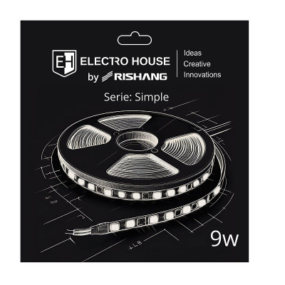 LED стрічка 9Вт 12В SMD2835 120 діодів, 900 Лм , теплий білий 3000K, серія Simple Electro House by Rishang LED стрічка 9Вт 12В SMD2835 120 діодів, 900 Лм , теплий білий 3000K, серія Simple Electro House by Rishang