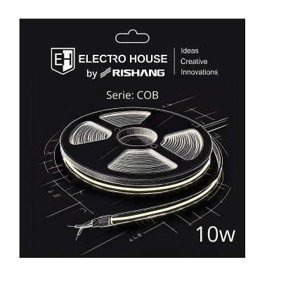 LED стрічка 10Вт 24В COB 320 діодів, 950 Лм, теплий білий 3000K, серія COB Electro House by Rishang