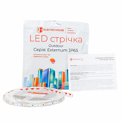 LED стрічка 14Вт 12В SMD2835 180 діодів, теплий білий 3000K, серія Externum IP65 , гарантія 3 роки LED стрічка 14Вт 12В SMD2835 180 діодів, теплий білий 3000K, серія Externum IP65 , гарантія 3 роки