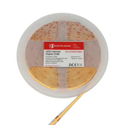 LED стрічка 10Вт 24В COB 320 діодів, янтарний, серія COB, гарантія 3 роки LED стрічка 10Вт 24В COB 320 діодів, янтарний, серія COB, гарантія 3 роки