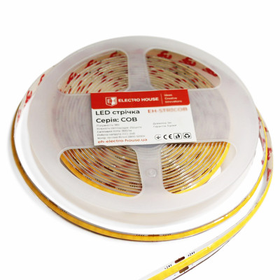 LED стрічка 9Вт 24В COB 252 діодів 100Лм/Вт холодний білий 6500К, серія COB, гарантія 3 роки LED стрічка 9Вт 24В COB 252 діодів 100Лм/Вт холодний білий 6500К, серія COB, гарантія 3 роки